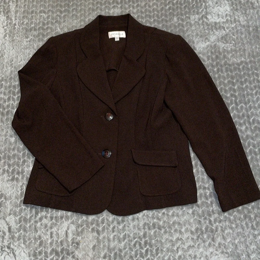 Lot of 2 Studio I brown blazers.  Size 12/12P.‎